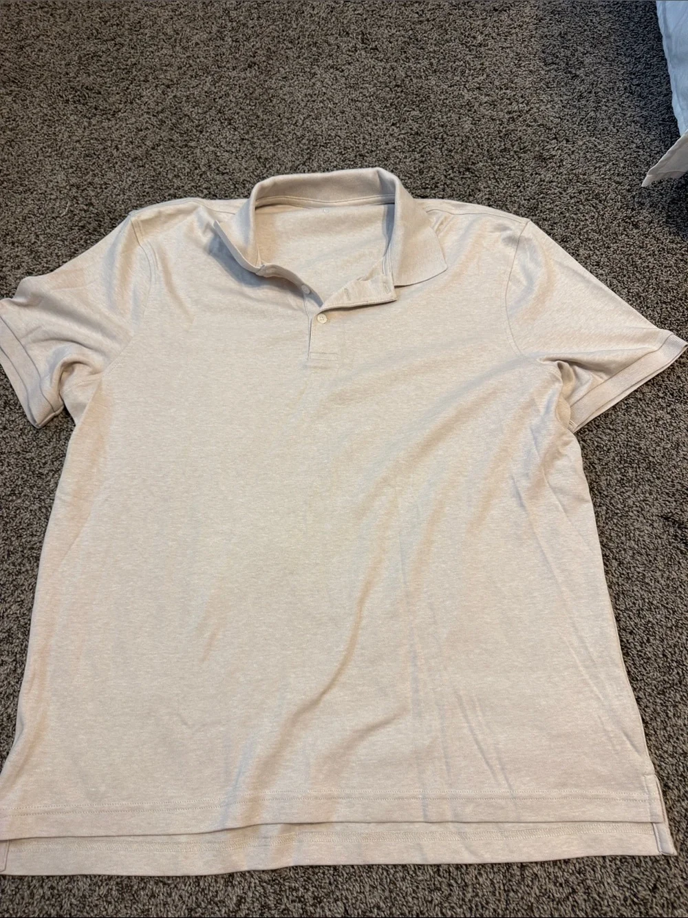 Men's J. Crew Light Beige Polo Shirt - Classic Short Sleeve